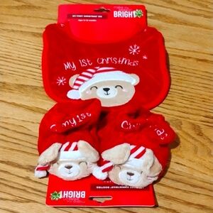 BABY BOOTIE AND BIB MY FIRST CHRISTMAS